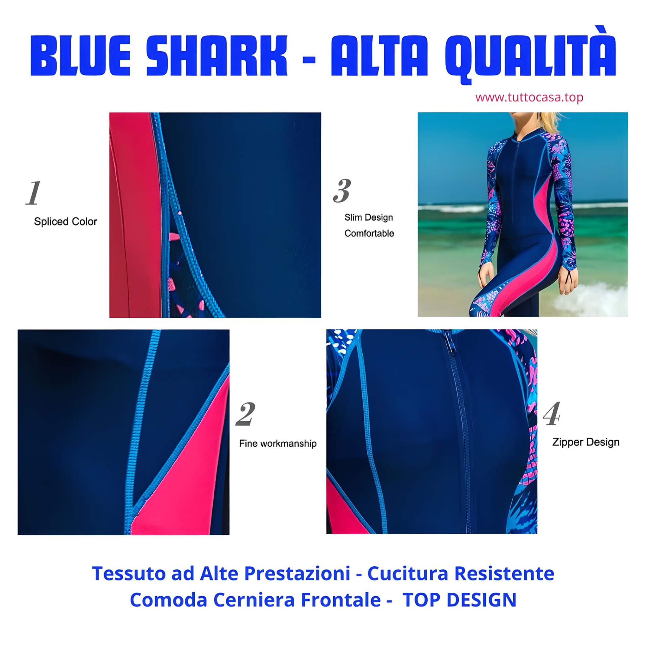 Costume Intero BLUE SHARK Muta Leggera Super Stretch - immagine 7
